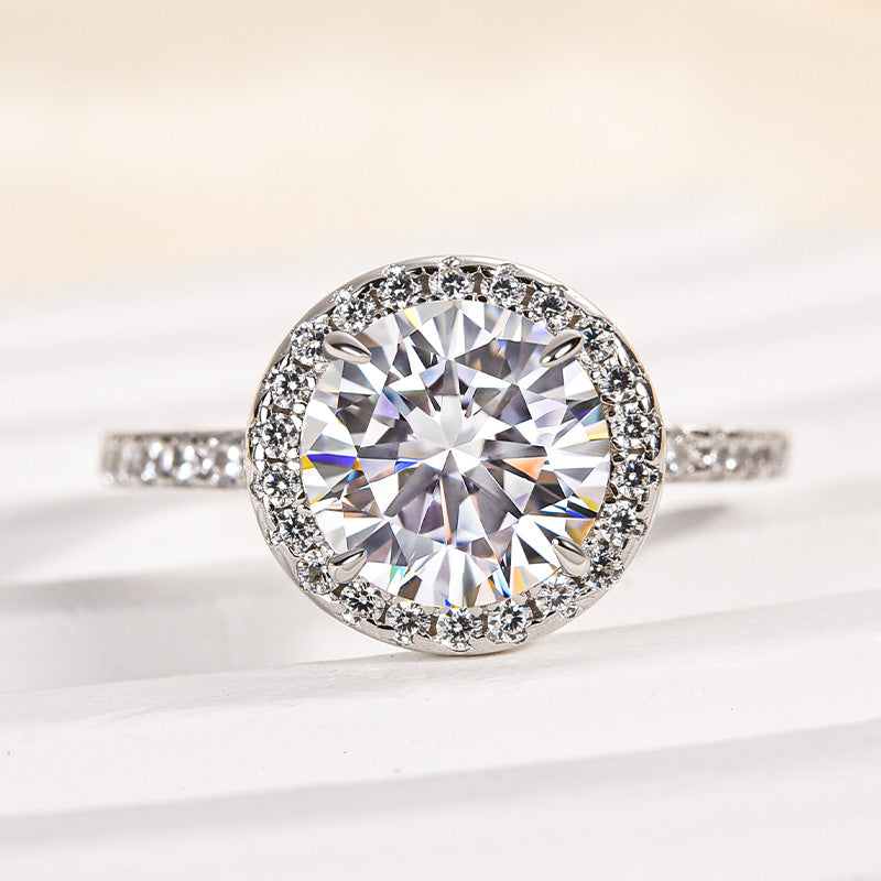 Louily Moissanite 2.0 Carat Halo Round Cut Engagement Ring - louilyjewelry