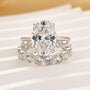 2PC 4.5Ct Oval Cut Engagement Ring With Round Cut Full Eternity Wedding Band - louilyjewelry