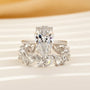 S925 2PC 4.0Ct Solitaire Pear Cut Engagement Ring with Pear Cut Wedding Band - louilyjewelry