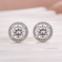 Moissanite 1.2Ct Halo Round Cut White Gold Stud Earrings - louilyjewelry