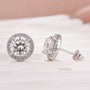 Moissanite 1.2Ct Halo Round Cut White Gold Stud Earrings - louilyjewelry