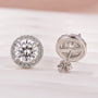 Moissanite 1.2Ct Halo Round Cut White Gold Stud Earrings - louilyjewelry