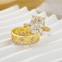 Louily Crushed Ice Cushion Cut 3PC Wedding Ring Set - louilyjewelry