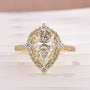 Moissanite 2.5 Ct Halo Pear Cut Yellow Gold Travel Ring - louilyjewelry