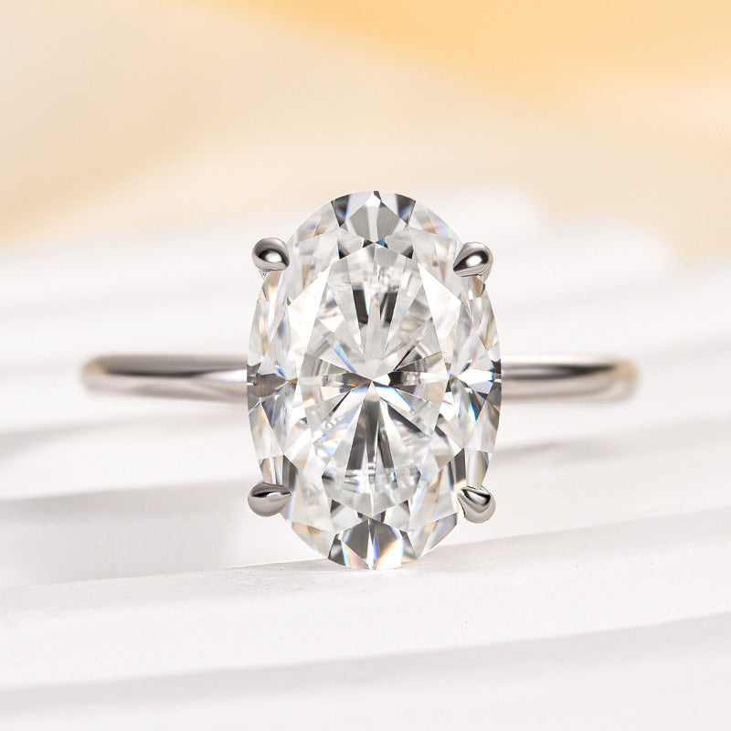 Louily Moissanite Classic 4.0 Carat Oval Cut Engagement Ring - louilyjewelry