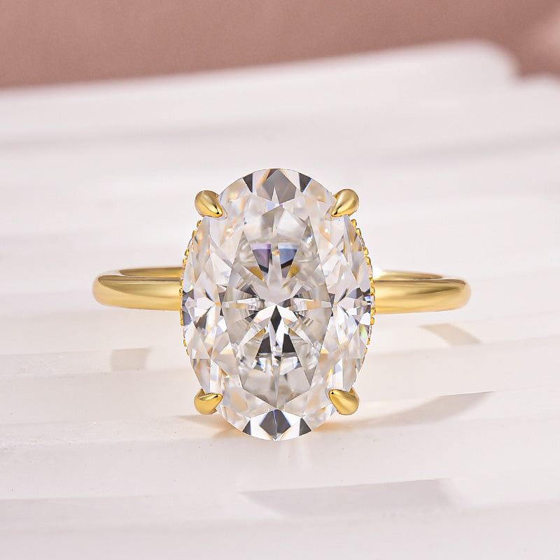 Moissanite Solitaire 5.50 Ct Oval Cut White Gold Promise Ring For Women - louilyjewelry