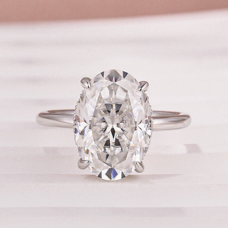 Louily Moissanite Classic 2.0~5.5 Carat Oval Cut Engagement Ring