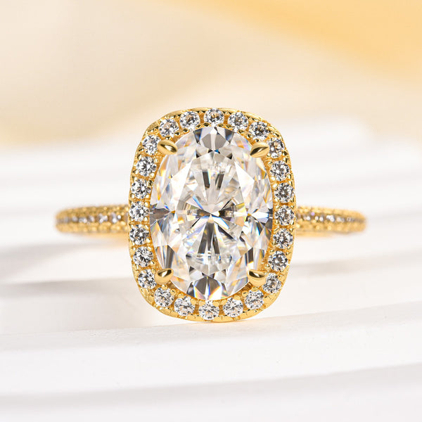 Louily Moissanite Special Halo Oval Cut Engagement Ring