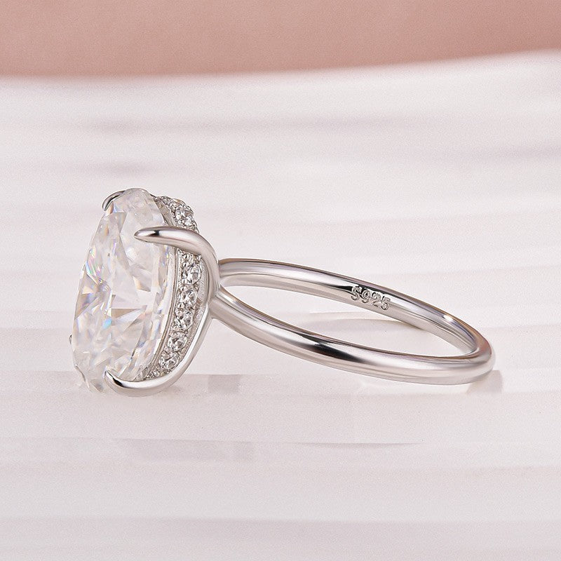 Moissanite Solitaire 5.50 Ct Oval Cut White Gold Promise Ring For Women - louilyjewelry