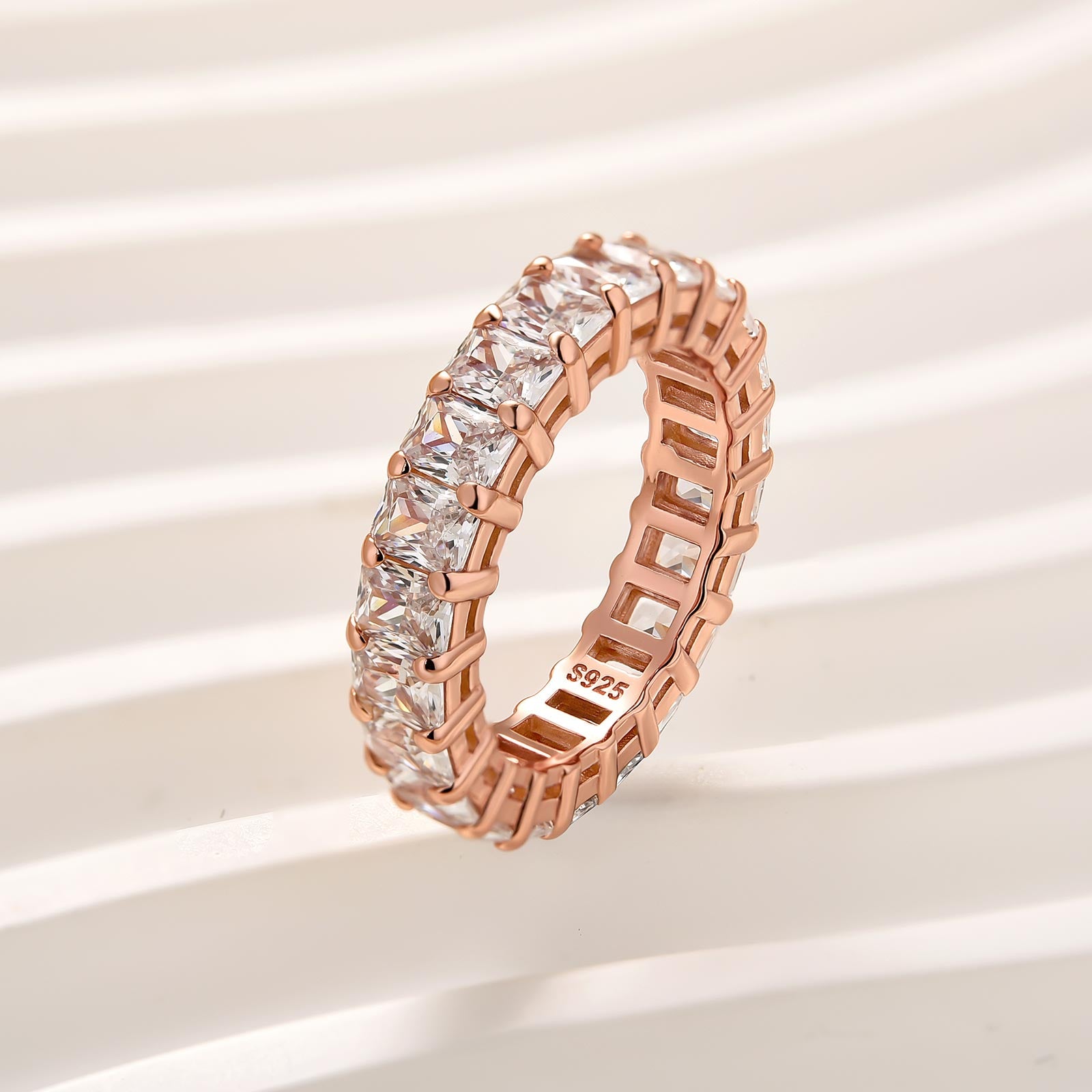 Louily Elegant Radiant Cut Women's Wedding Band In Sterling Silver - louilyjewelry