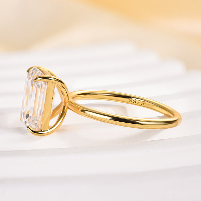 Louily Moissanite 3.5 Carat Emerald Cut Solitaire Engagement Ring - louilyjewelry