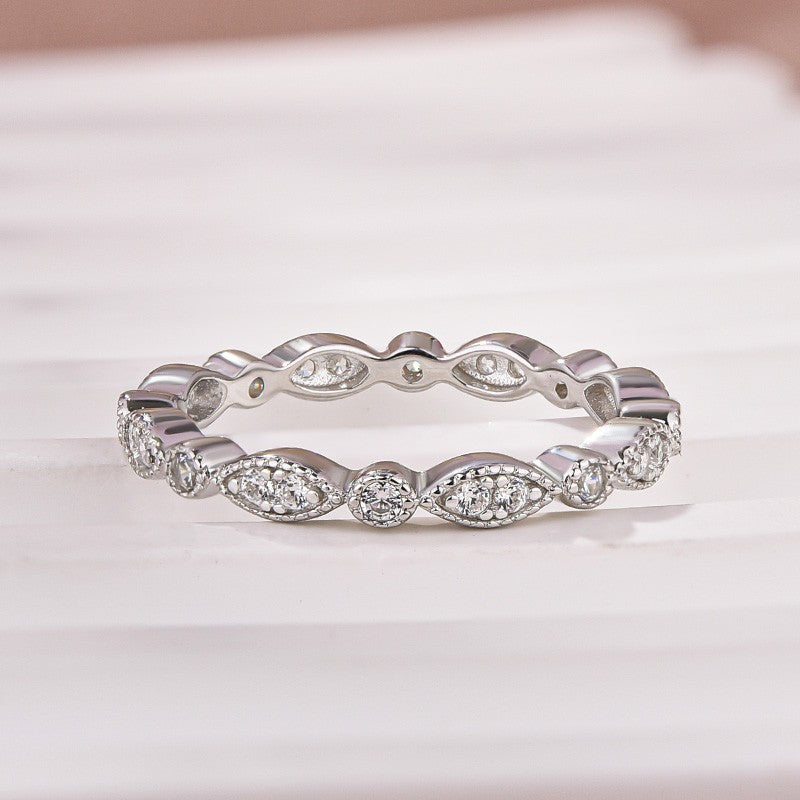 Moissanite 0.3Ct White Gold Pavé Eternity Wedding Ring - louilyjewelry