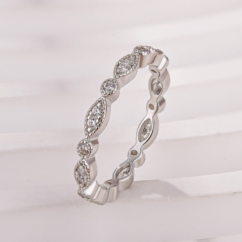 Moissanite 0.3Ct White Gold Pavé Eternity Wedding Ring - louilyjewelry