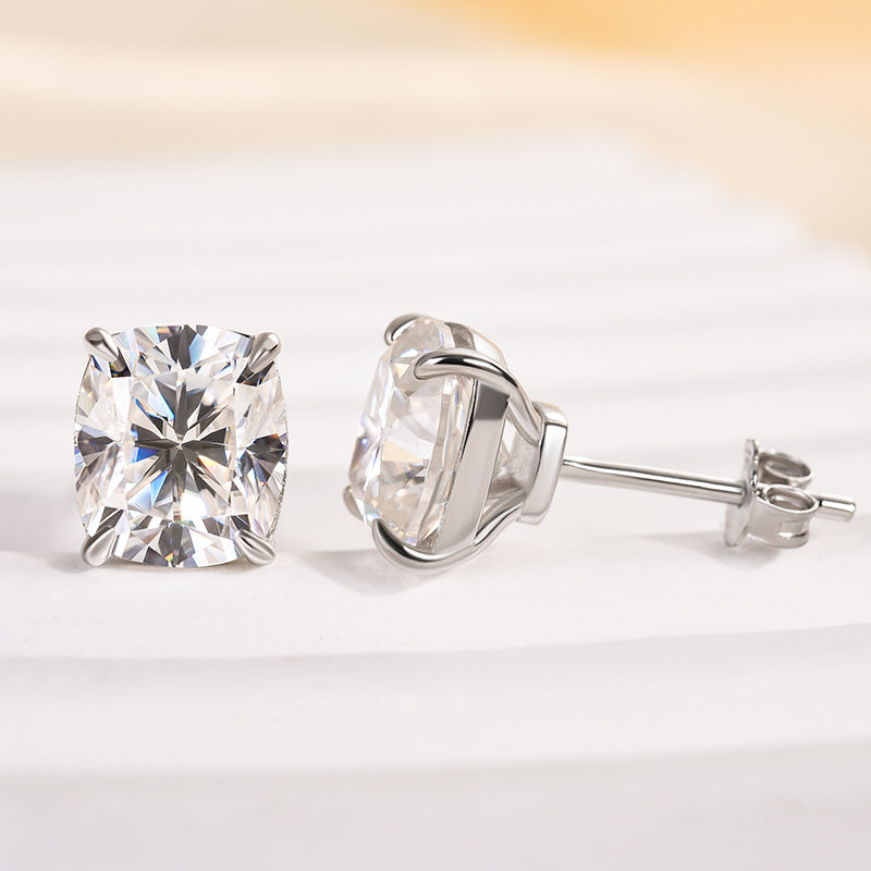 2.0Ct Classic Cushion Cut Women's Stud Earrings In Sterling Silver