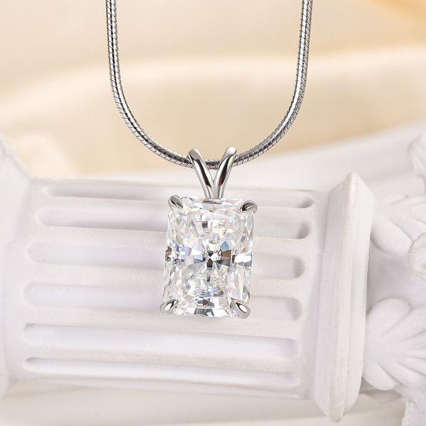 Louily Moissanite Radiant Cut Pendant Necklace