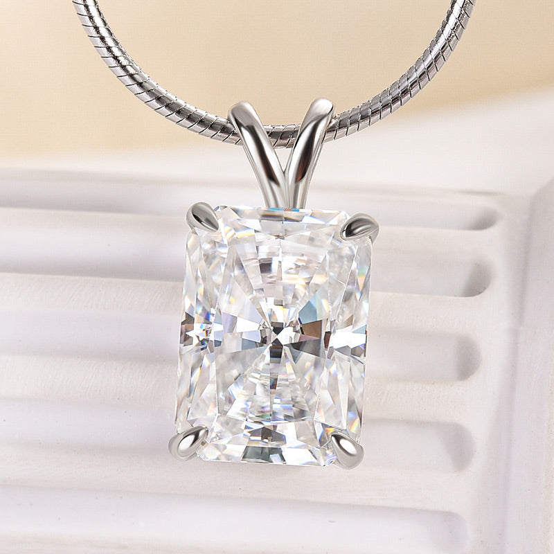 Louily Moissanite 4.5 CT Radiant Cut Pendant Necklace - louilyjewelry
