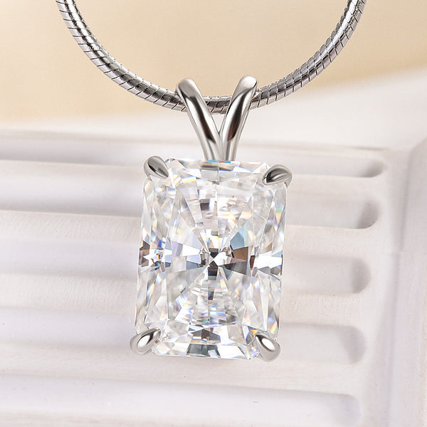 Louily Moissanite Radiant Cut Pendant Necklace