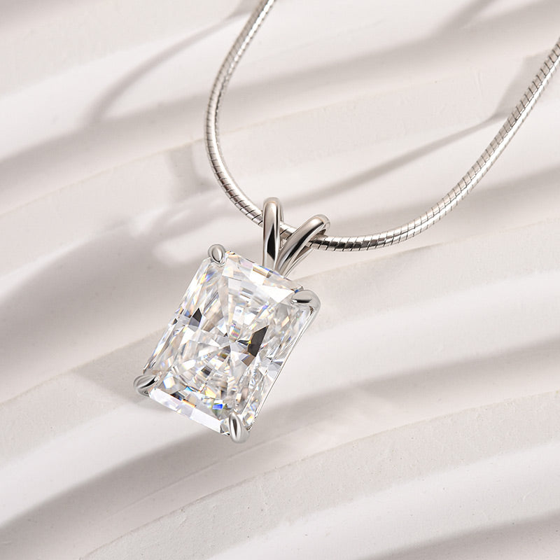Louily Moissanite 4.5 CT Radiant Cut Pendant Necklace - louilyjewelry