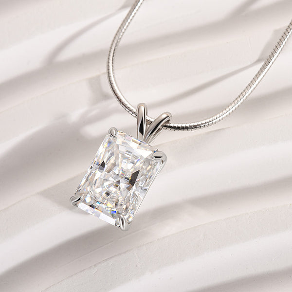 Louily Moissanite Radiant Cut Pendant Necklace