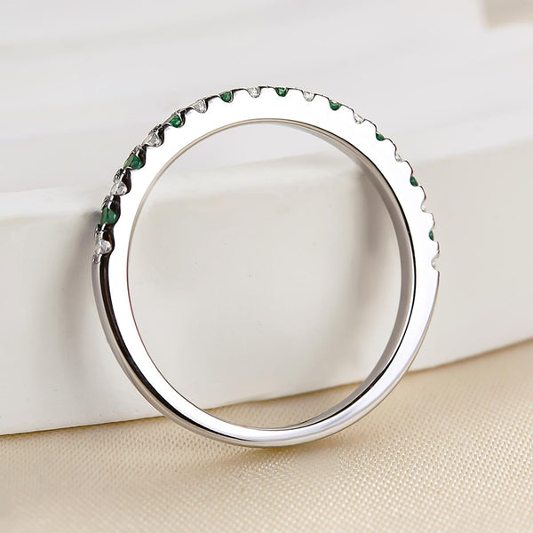 Louily Half Eternity Emerald Green And White Stone Wedding Band