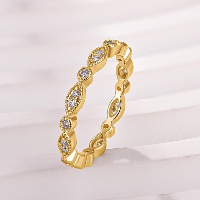 Moissanite 0.3Ct White Gold Pavé Eternity Wedding Ring - louilyjewelry