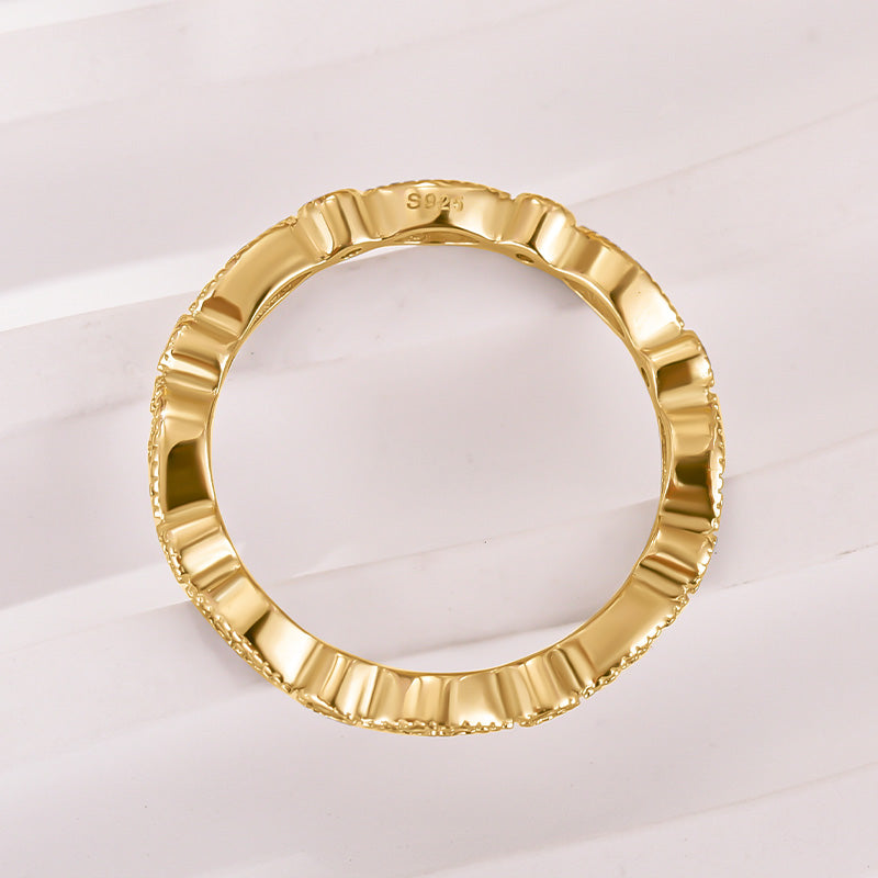 Moissanite 0.3Ct White Gold Pavé Eternity Wedding Ring - louilyjewelry