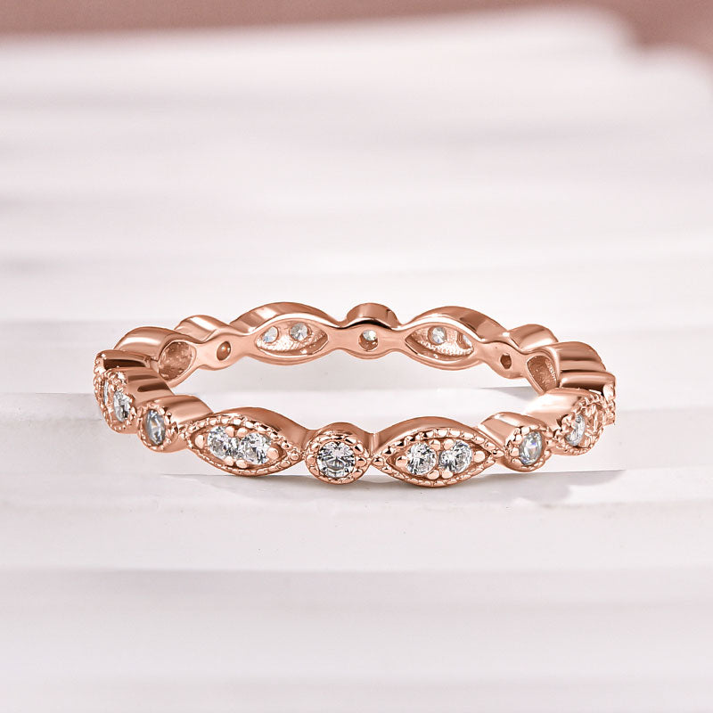 Moissanite 0.3Ct White Gold Pavé Eternity Wedding Ring - louilyjewelry