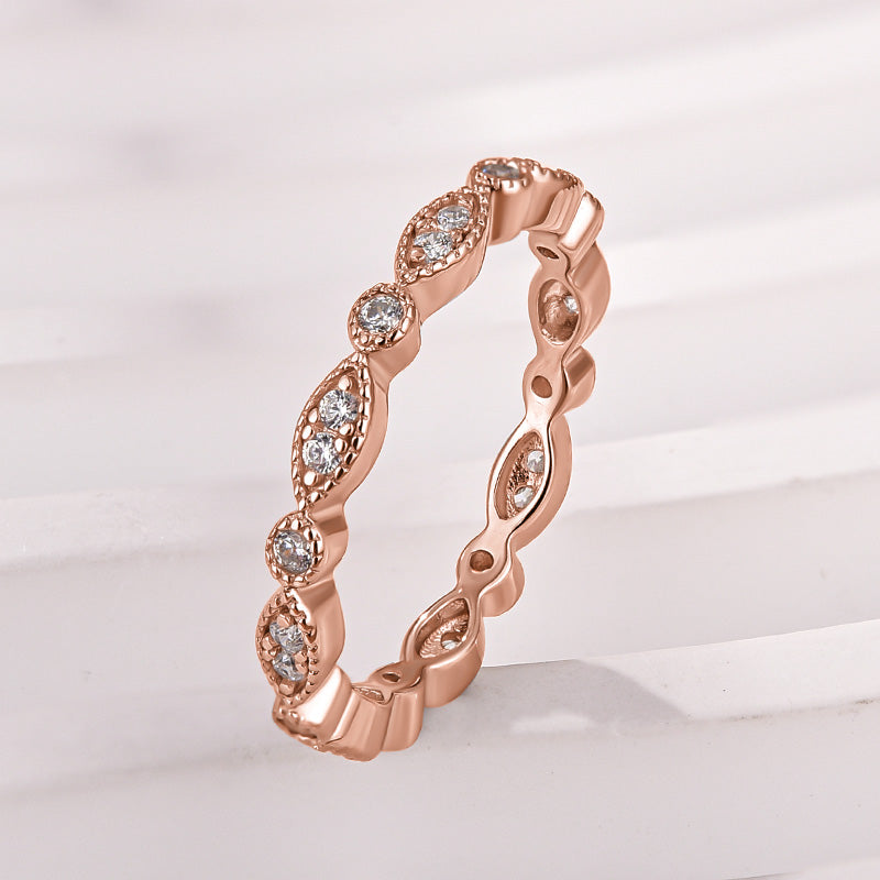 Moissanite 0.3Ct White Gold Pavé Eternity Wedding Ring - louilyjewelry