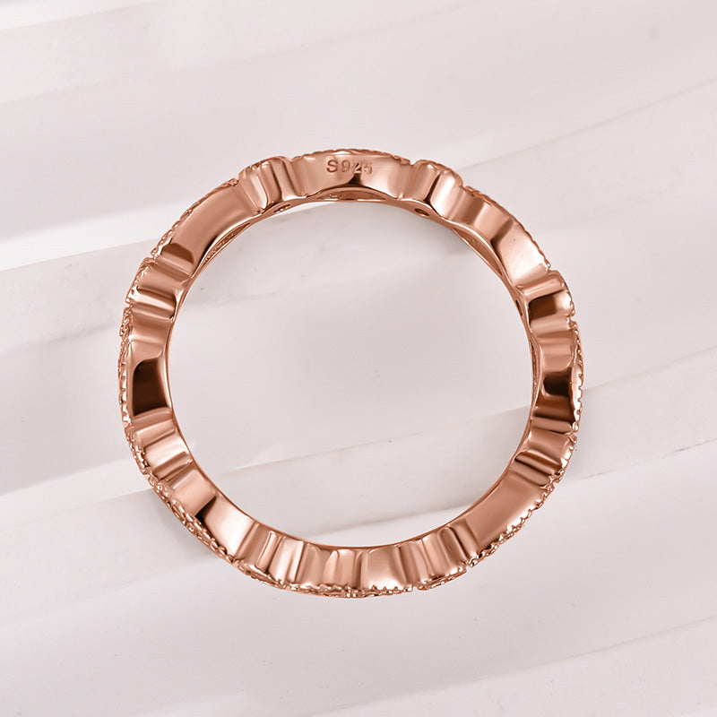 Moissanite 0.3Ct White Gold Pavé Eternity Wedding Ring - louilyjewelry