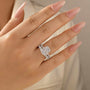 5.0Ct Cushion Cut Engagement Ring With Classic Wedding Band - louilyjewelry