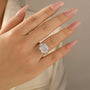 Louily Luxurious 12Ct Crushed Ice Hybrid Radiant Cut Three Stone Engagement Ring - louilyjewelry