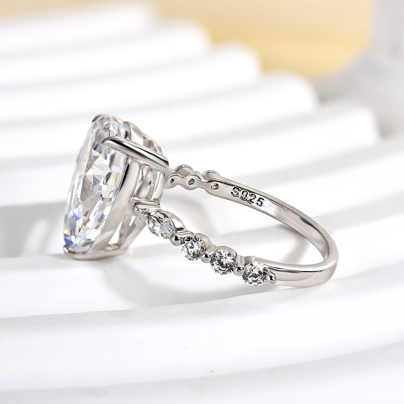 Louily Sparkle Pear Cut Simulated Diamond Engagement Ring In Sterling Silver - louilyjewelry