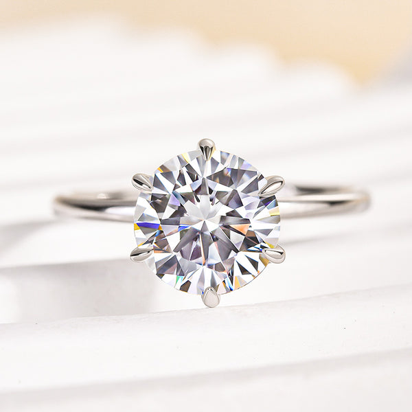 Louily Moissanite 6 Prong Round Cut Promise Ring