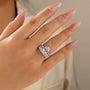 S925 2PC 4.0Ct Oval Cut White Gold Engagement Ring Set with Half Oval Cut Band - louilyjewelry