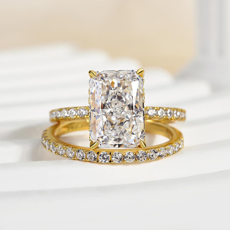 Louily 3.5 Carat Radiant Cut Wedding Ring Set In Sterling Silver - louilyjewelry