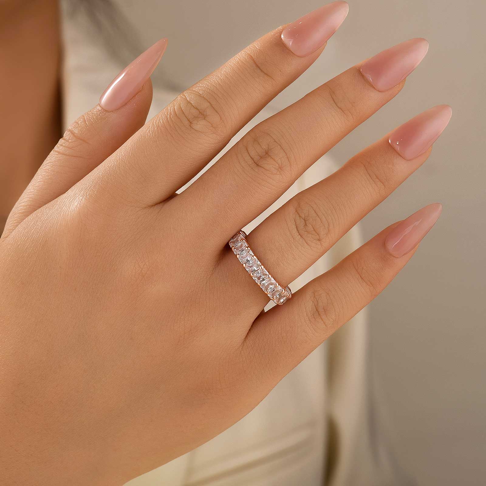 Louily Elegant Radiant Cut Women's Wedding Band In Sterling Silver - louilyjewelry