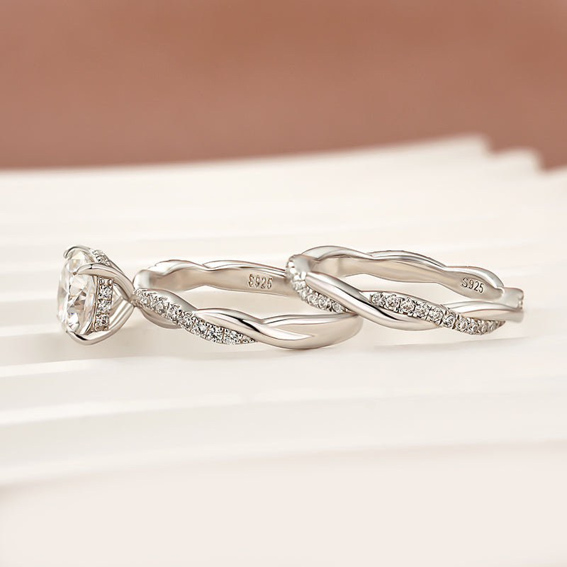 Moissanite 2.0Ct Cushion Cut Twist Wedding Ring Travel Ring In Sterling Silver