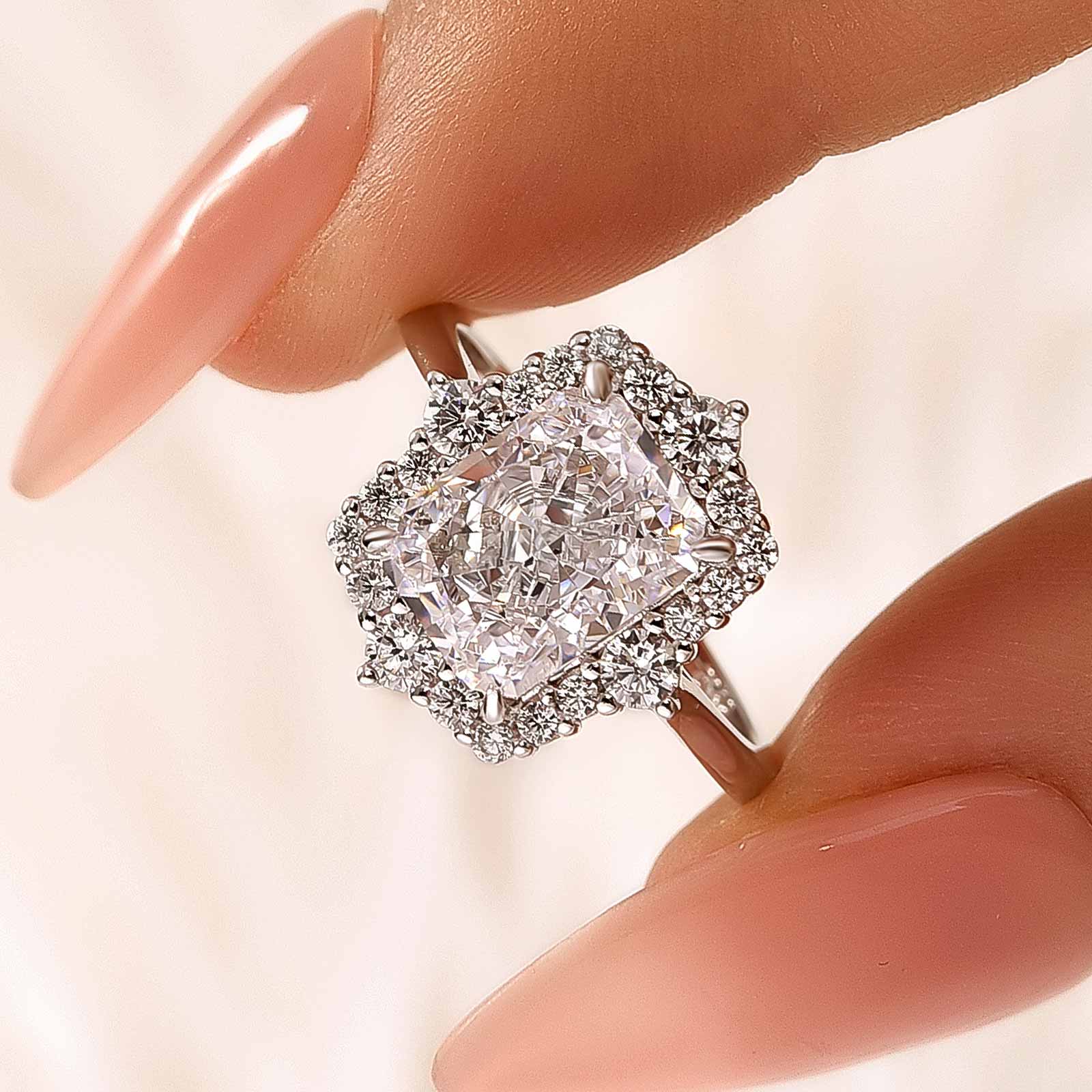 8 Ct Louily Luxurious Three Stone Radiant Cut Wedding Set In Sterling Silver - louilyjewelry