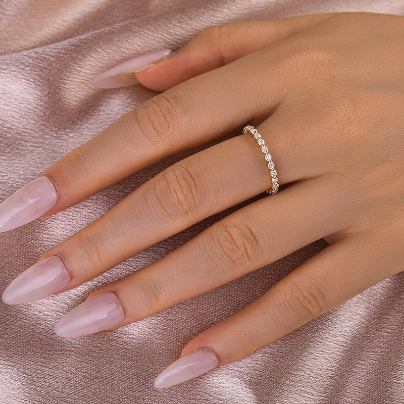 Louily Classic 1.0Ct Round Cut Stackable Full Eternity Wedding Band In Sterling Silver