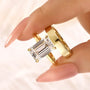 2PC 5.0Ct Solitaire Emerald Cut Classic Yellow Gold Wide Wedding Band Wedding Ring Set - louilyjewelry