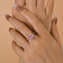 Louily Rose Gold Peachy Pink Stone Cushion Cut Engagement Ring With Double Halo - louilyjewelry