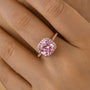 Louily Rose Gold Cushion Cut Synthetic Morganite Halo Engagement Ring - louilyjewelry