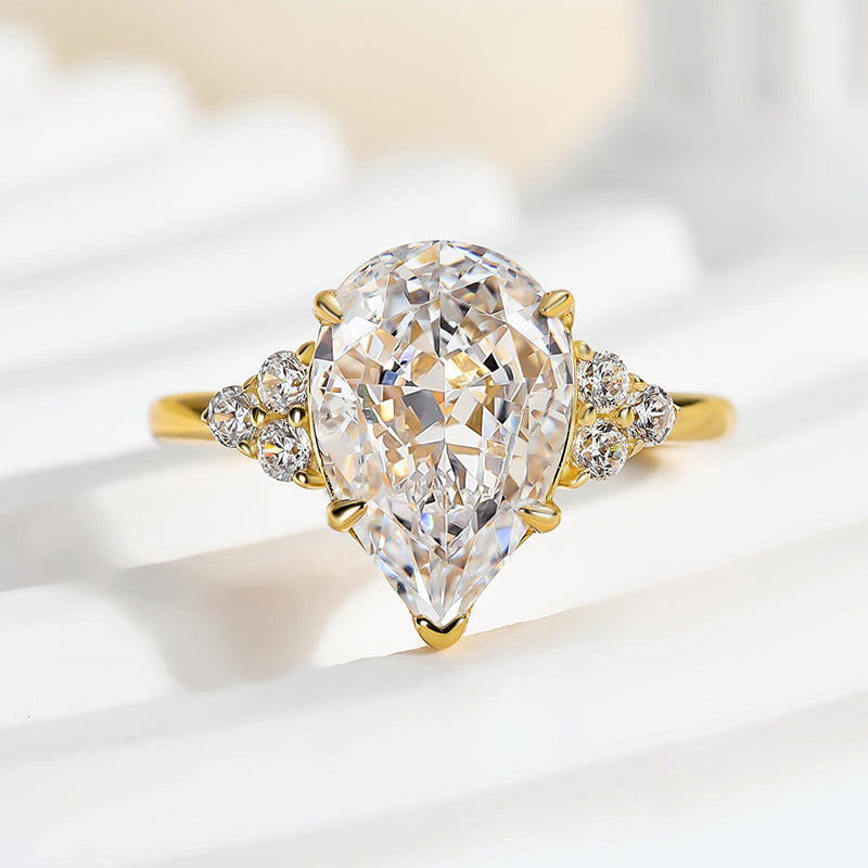 Louily Pear Cut Simulated Diamond Engagement Ring In Sterling Silver - louilyjewelry