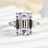 Louily Unique Emerald Cut Three Stone Engagement Ring In Sterling Silver - louilyjewelry