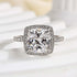 Louily Halo Cushion Cut Engagement Ring In Sterling Silver - louilyjewelry