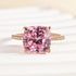 Louily Rose Gold Peachy Pink Stone Cushion Cut Engagement Ring With Double Halo - louilyjewelry