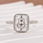 Moissanite 3.0 Ct Halo Radiant Cut White Gold Engagement Ring - louilyjewelry