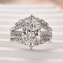 Moissanite 4.0 Ct Oval Cut Insert Wedding Ring Set With Jacket Stack Wedding Band - louilyjewelry