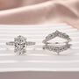 Moissanite 4.0 Ct Oval Cut Insert Wedding Ring Set With Jacket Stack Wedding Band - louilyjewelry