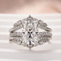 Moissanite 3.5 Ct Radiant Cut Insert Wedding Ring Set With Jacket Stack Wedding Band - louilyjewelry